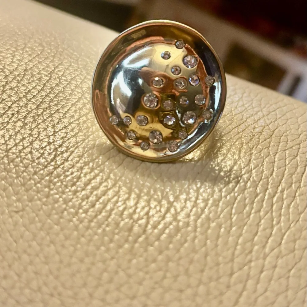 Gold-Tone Crystal Accent STATEMENT ring size 9